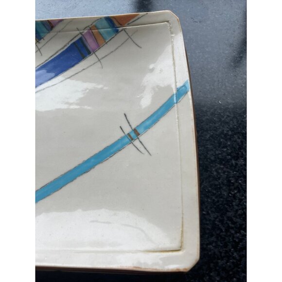 Vtg 1978's Rectangle Ceramic Serving Tray Display Art Abstract Design Studio Art - Picture 6 of 10